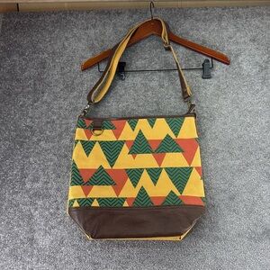 NWT Anngoti Yellow Canvas Leather Shoulder Crossbody Purse Bag Aztec Western